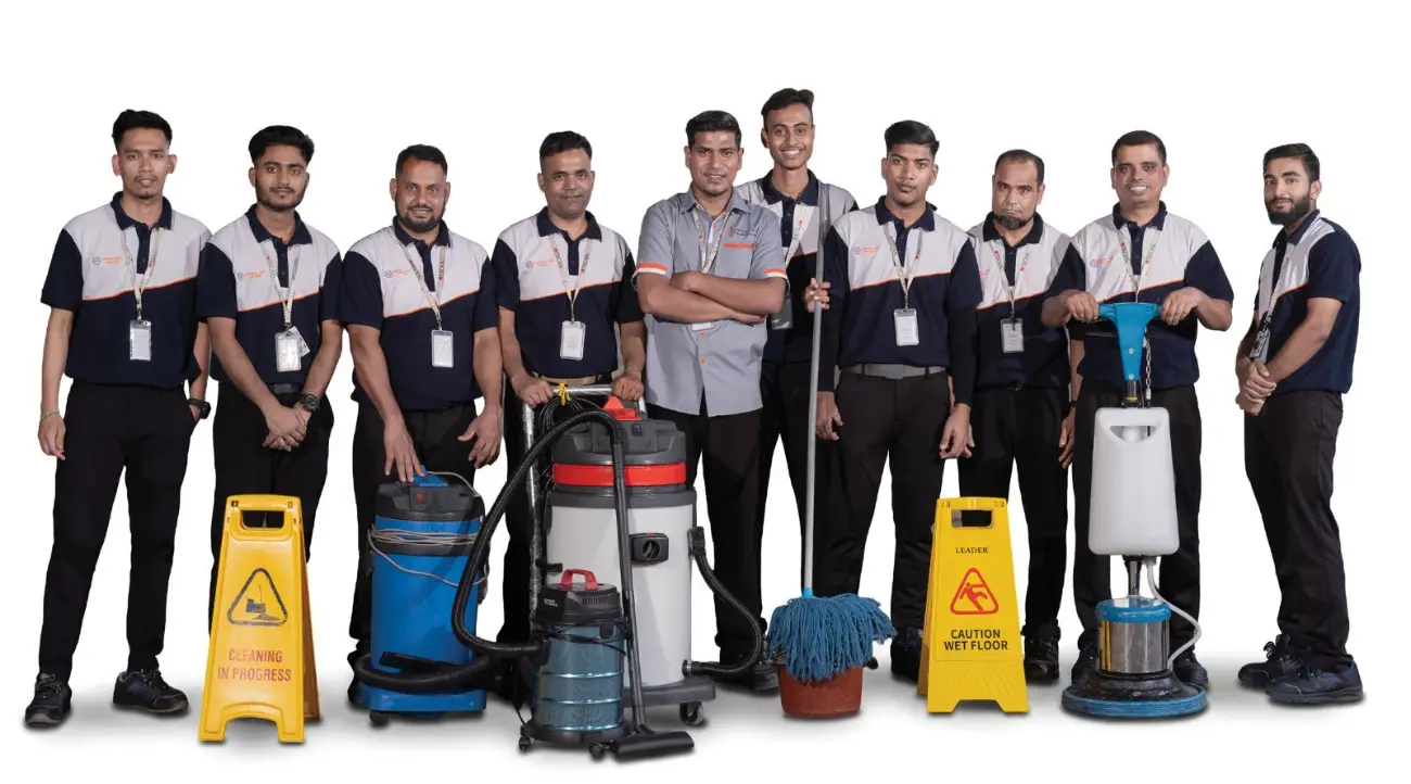 The Jaringan Jaya Solution cleaning team with professional equipment